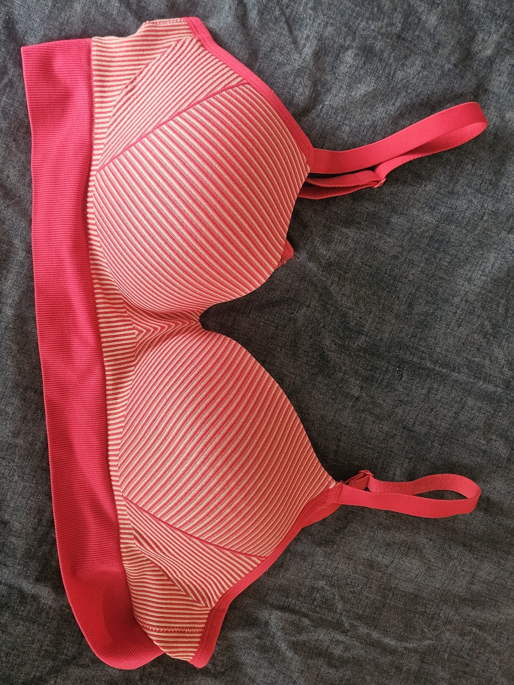 No Boundaries Striped Padded Bra in Pink and White